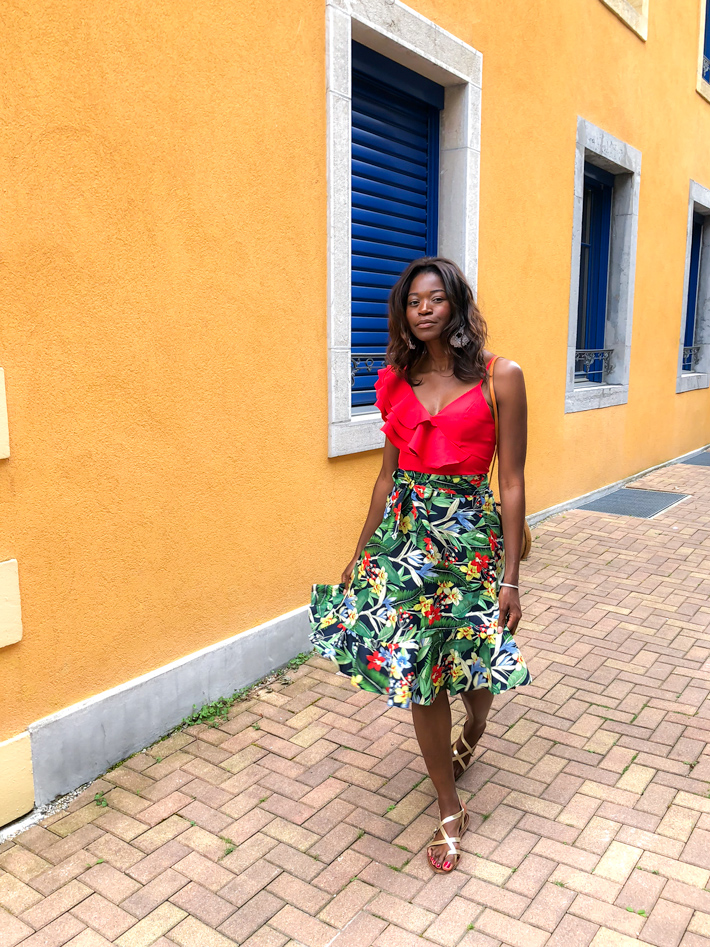 havana ruffle midi dress